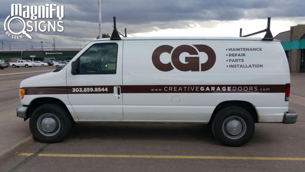 Garage Door Contractor Brands With Cut Vinyl Graphics