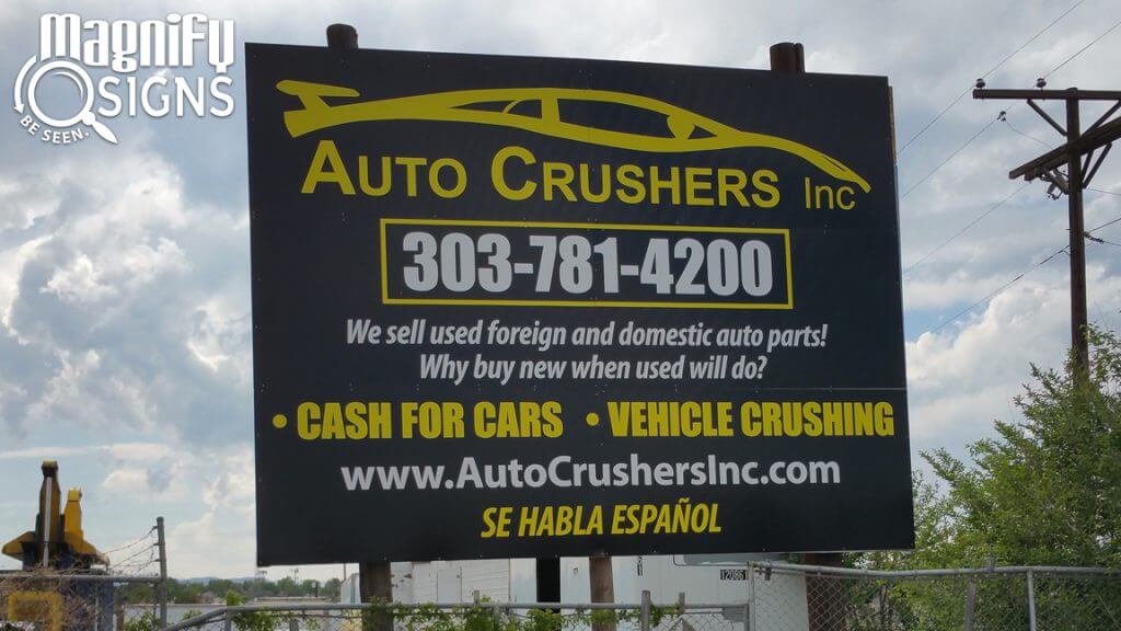 Custom Exterior Aluminum sign for Auto Crushers in Englewood, CO