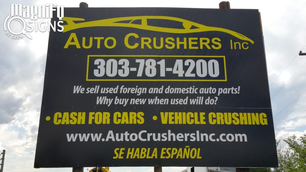 Custom Exterior Aluminum sign for Auto Crushers in Englewood, CO