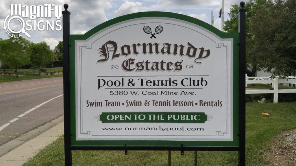 Alupanel sign for Normandy Swim Club in Littleton, CO