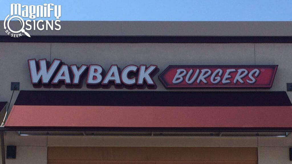 Channel Letters sign for Wayback Burgers in Littleton, CO