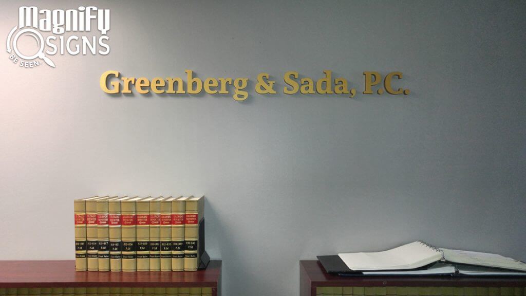 Custom Routed Acrylic Letters for Greenberg and Sada P.C. in Englewood, CO