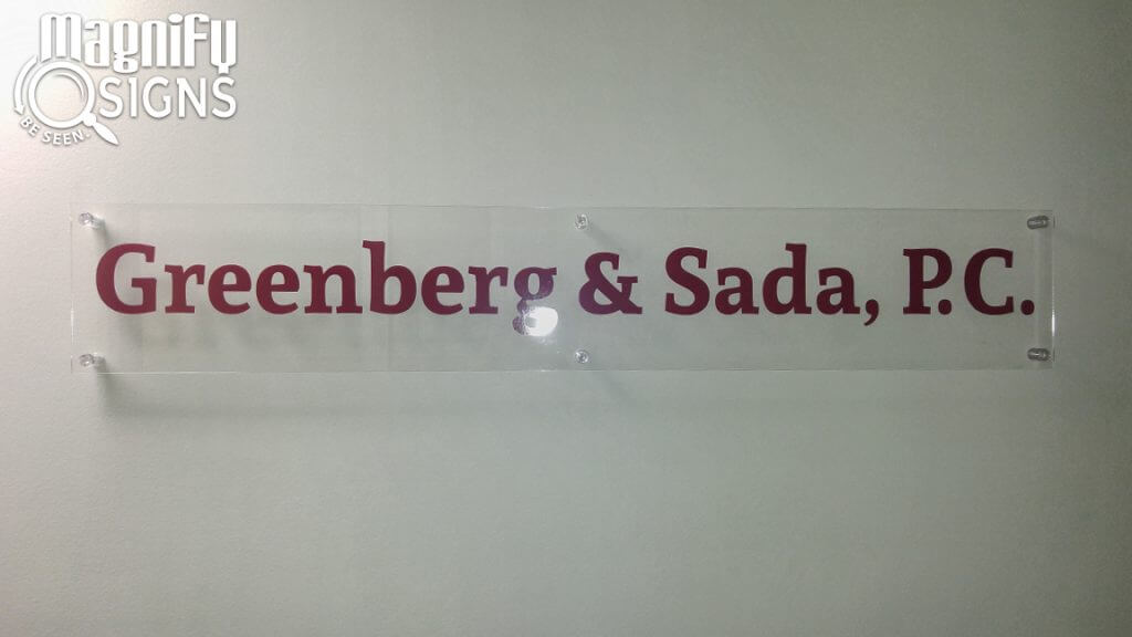 Custom Print Vinyl on an Acrylic Panel sign for Greenberg and Sada P.C. in Englewood, CO