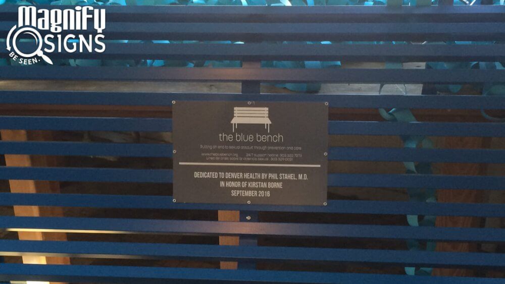 Acrylic RowMark Plaque for Blue Bench in Denver, CO