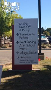 Wayfinding Towers with Black Cut Vinyl Lettering in Aurora, CO