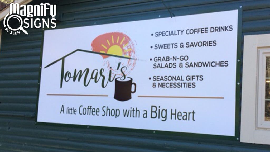 Aluminum Panel Sign with Wide Format Print mounted on the face for Tomari's in Conifer, CO