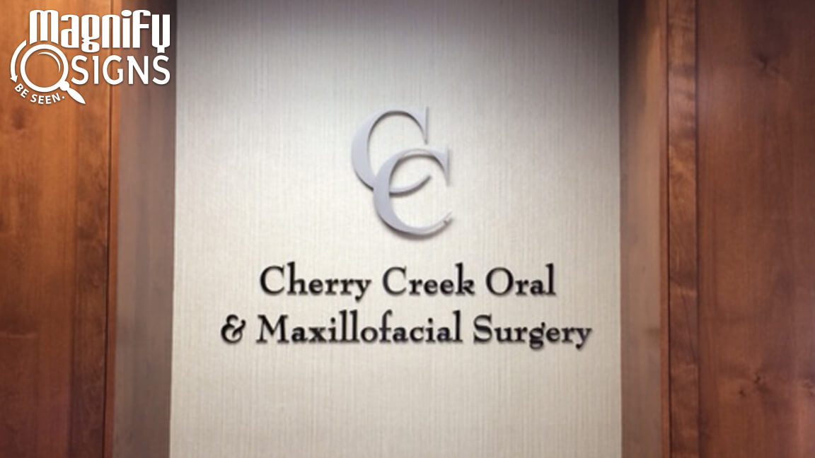Custom Routed Aluminum with Brushed Metal Laminate Form Letters for Cherry Creek Oral and Maxillofacial Surgery in Denver, CO