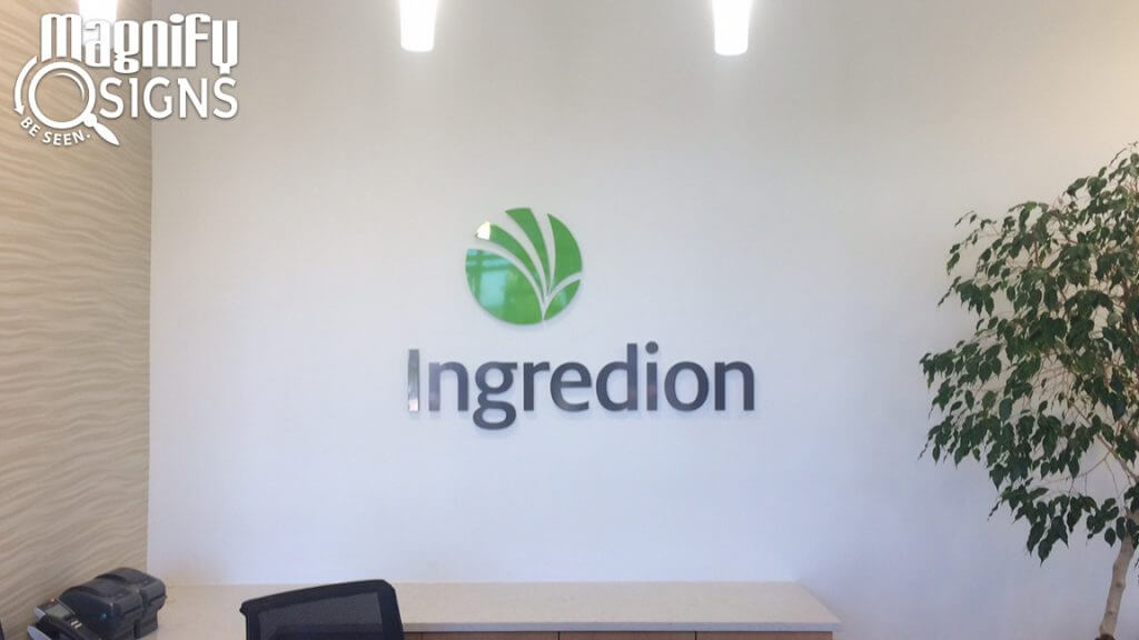 Custom Acrylic Lobby Sign for Ingredion in Centennial, CO