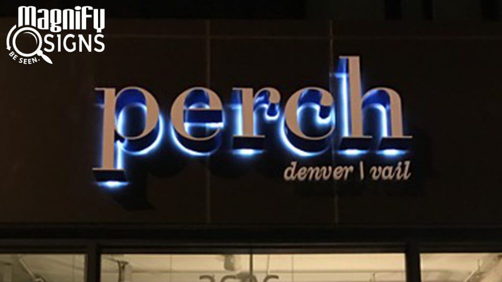 Custom Reverse Lit Channel Letters for Perch in Denver, CO