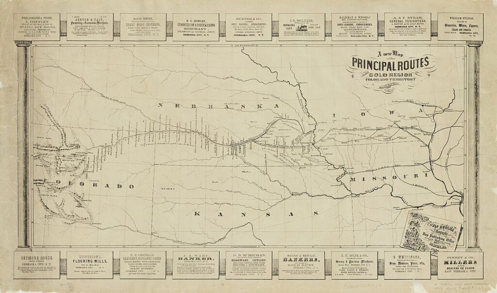 A new map of the principal routes to the gold region of Colorado Territory